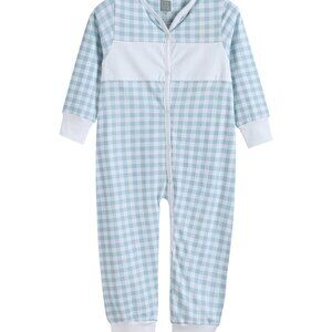 Lil Cactus Baby Boy Light blue & white gingham Flap Play suit Size 6-12 Mo NEW